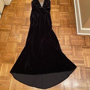 Long Black Velvet Halter Formal